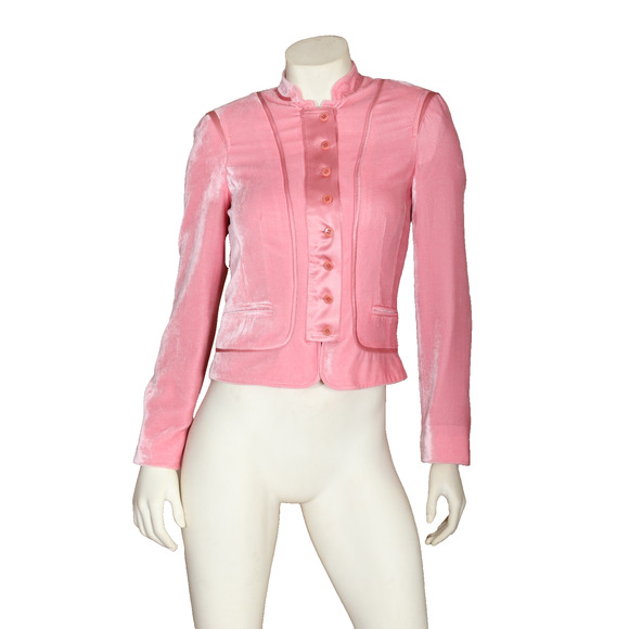 Calvin Klein Silk Blend Blazer Velvet Size 2 Light Rose Business Workwear - Picture 1 of 11